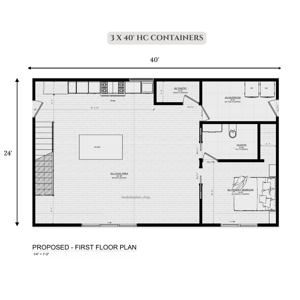 3x40' 3x20' Container House | 2 Bed 2 Bath