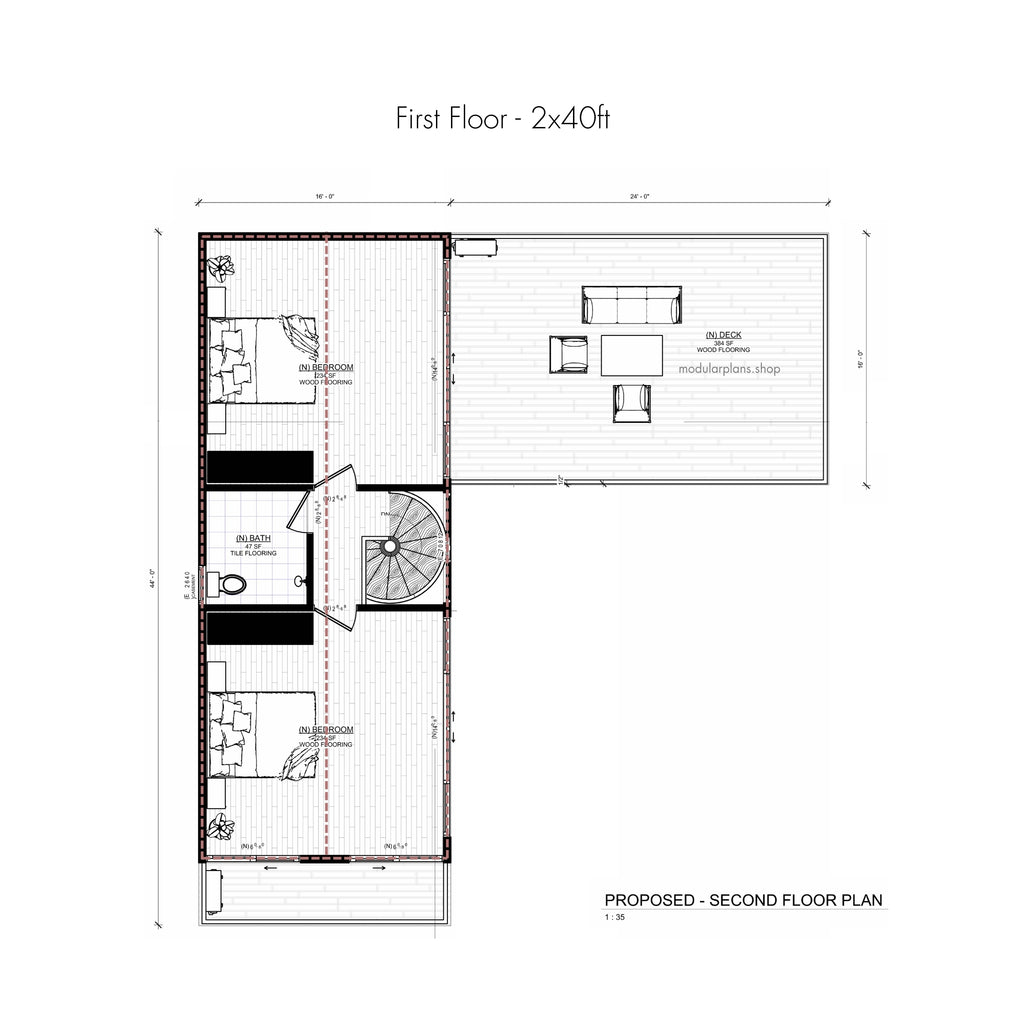 4x40' 1x20' Container House | 2 Bed 2 Bath