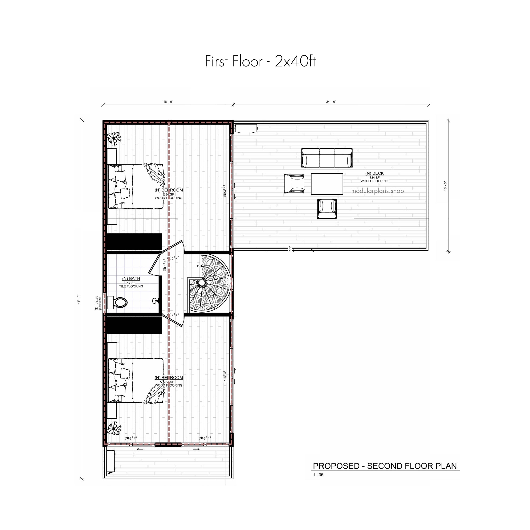 4x40' 1x20' Container House | 2 Bed 2 Bath
